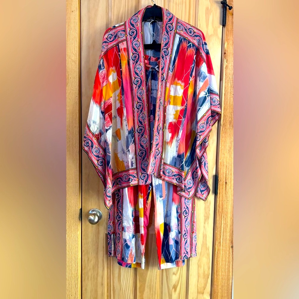 2pc Set! Tolani Collection | Boho Print Kimono & Pants 2 Pc Set 100% Modal Sz S